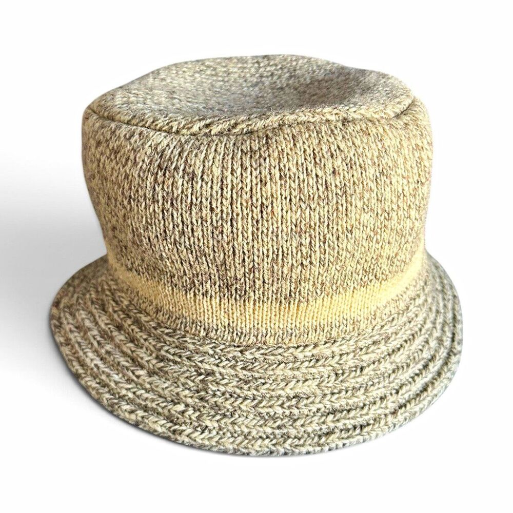 Cabin Weekend Oatmeal Marled Wool Knit Ragg Bucket Hat Cottagecore Traveler